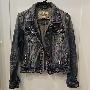 Studded Denim Jean Jacket - Dark Blue